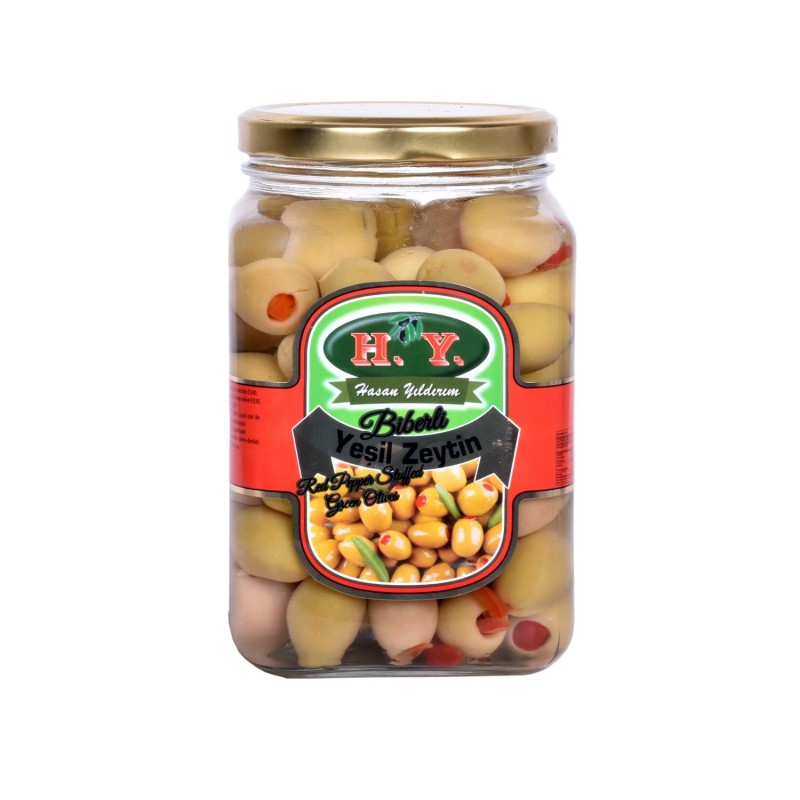 Biberli Yeşil Zeytin 1 Kg. Cam (201-230) Biberli Yeşil Zeytin 1 Kg. Cam (201-230)